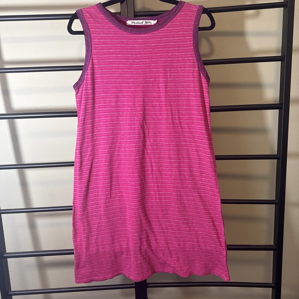 Michael Stars Tank Dress Pink Stripe Lined Stretch Women's Size‎ Medium